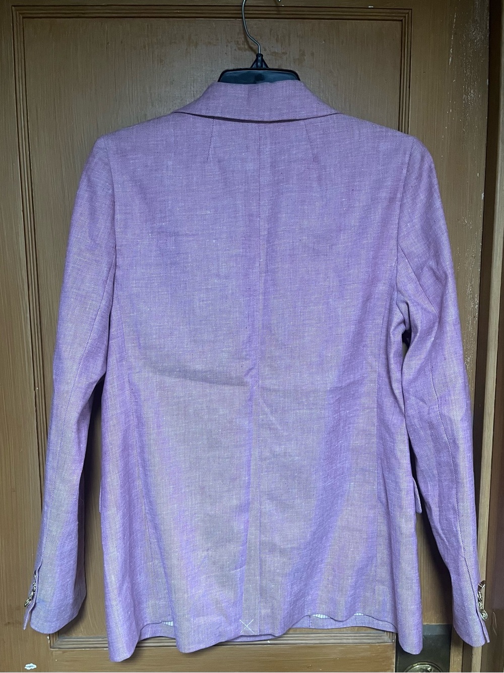 JCrew Bristol Blazer Lilac Linen Purple Double Breasted Gold Button Jacket Sz 10 - Picture 2 of 6